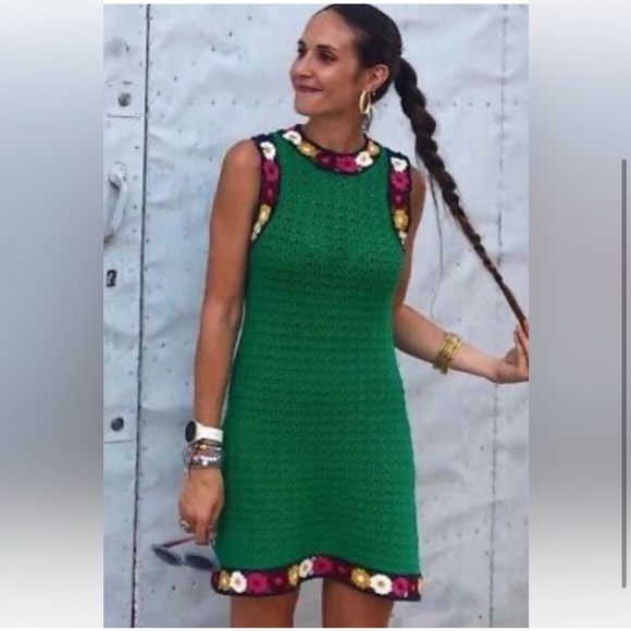 💚 ZARA GREEN MULTI FLORAL CROCHET MINI DRESS! - Picture 15 of 16